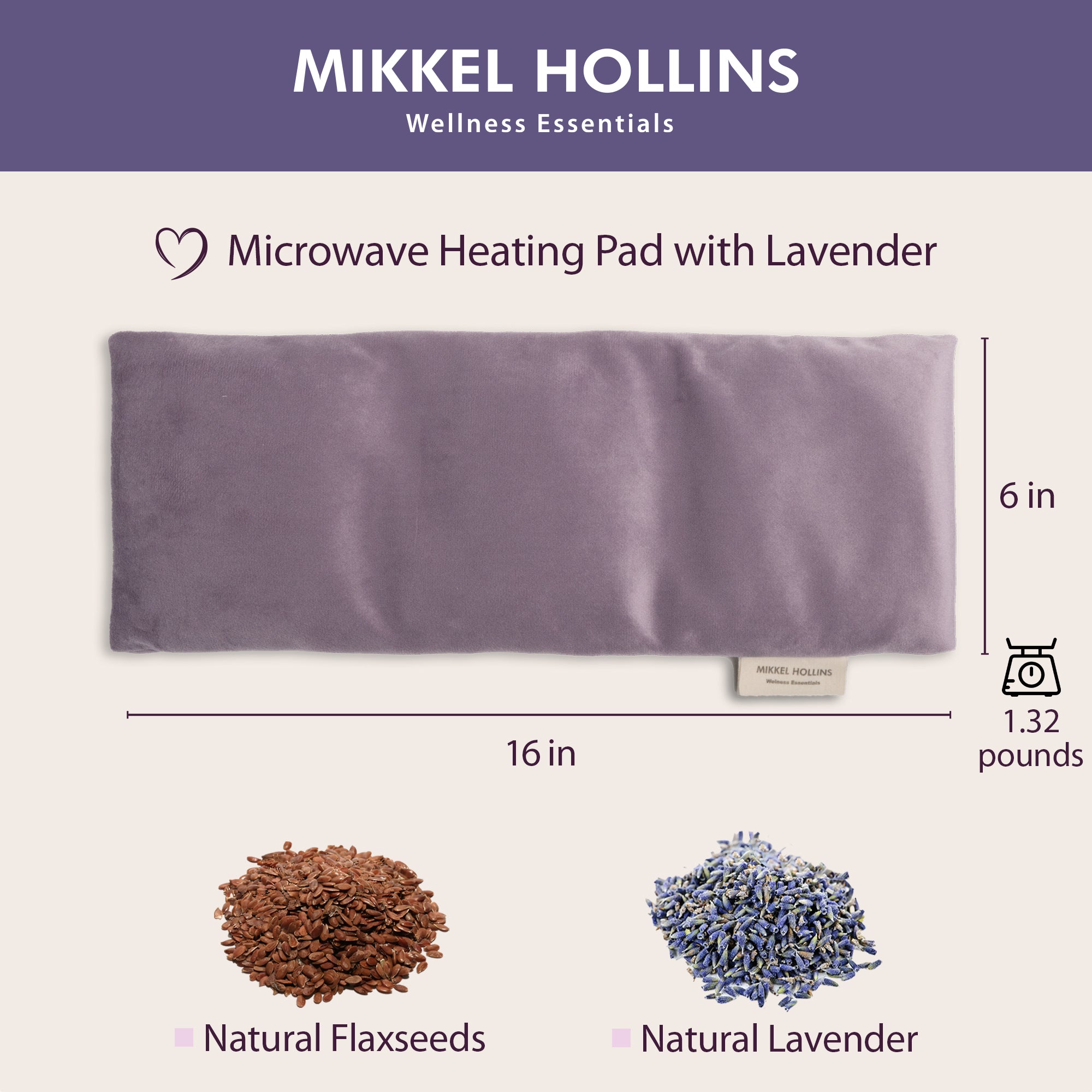 Microwave Heating Pad with Flaxseed and Lavender for Back, Neck, Shoulder, Joint & Menstrual Cramp Relief, Washable Cover and Reusable, with Mini Lavender Bag Gift